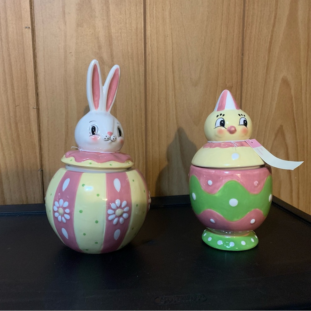 Joanna parker bunny and chick canisters